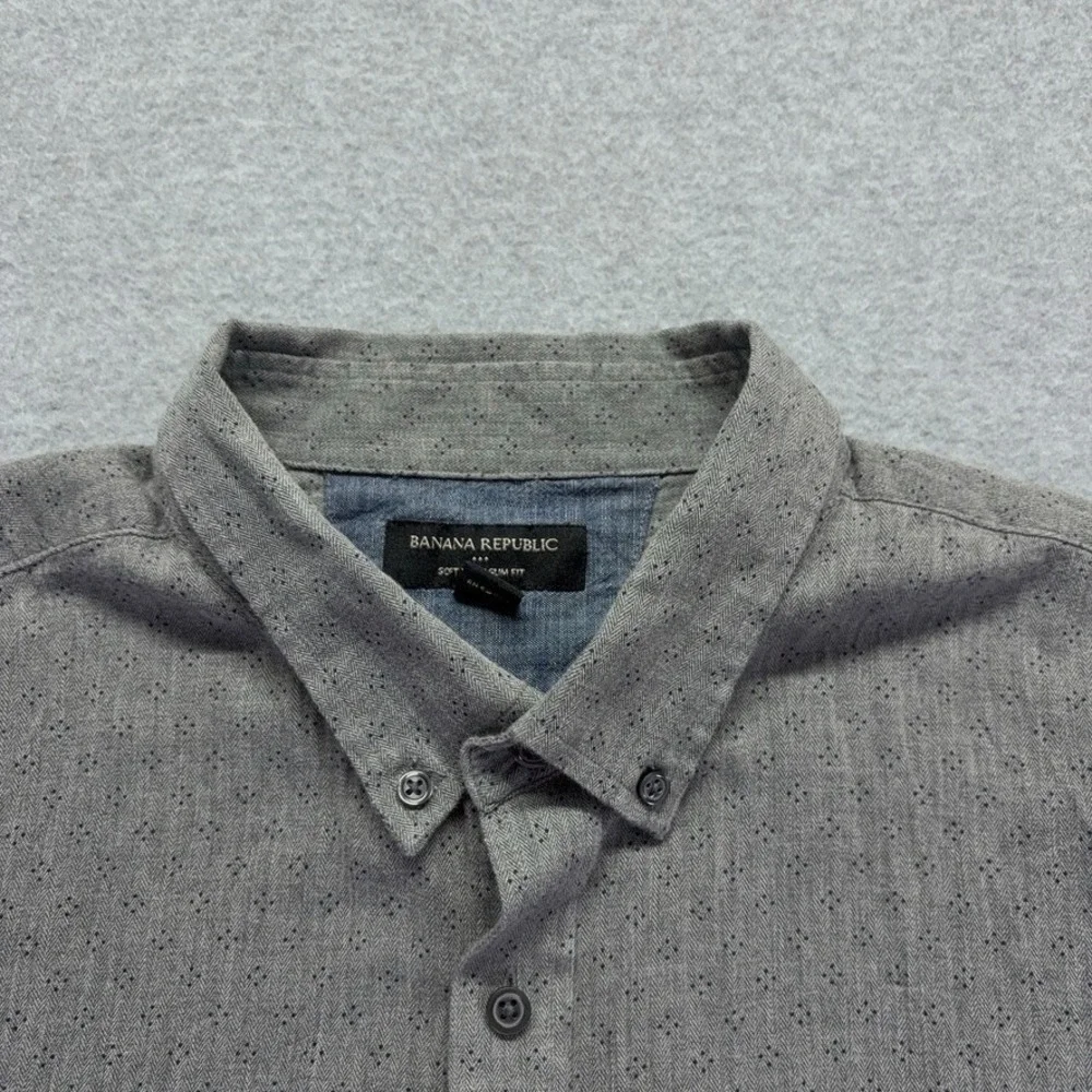 Banana Republic Shirt Mens XL Gray Button Down‎ Soft Wash Slim Fit Preppy